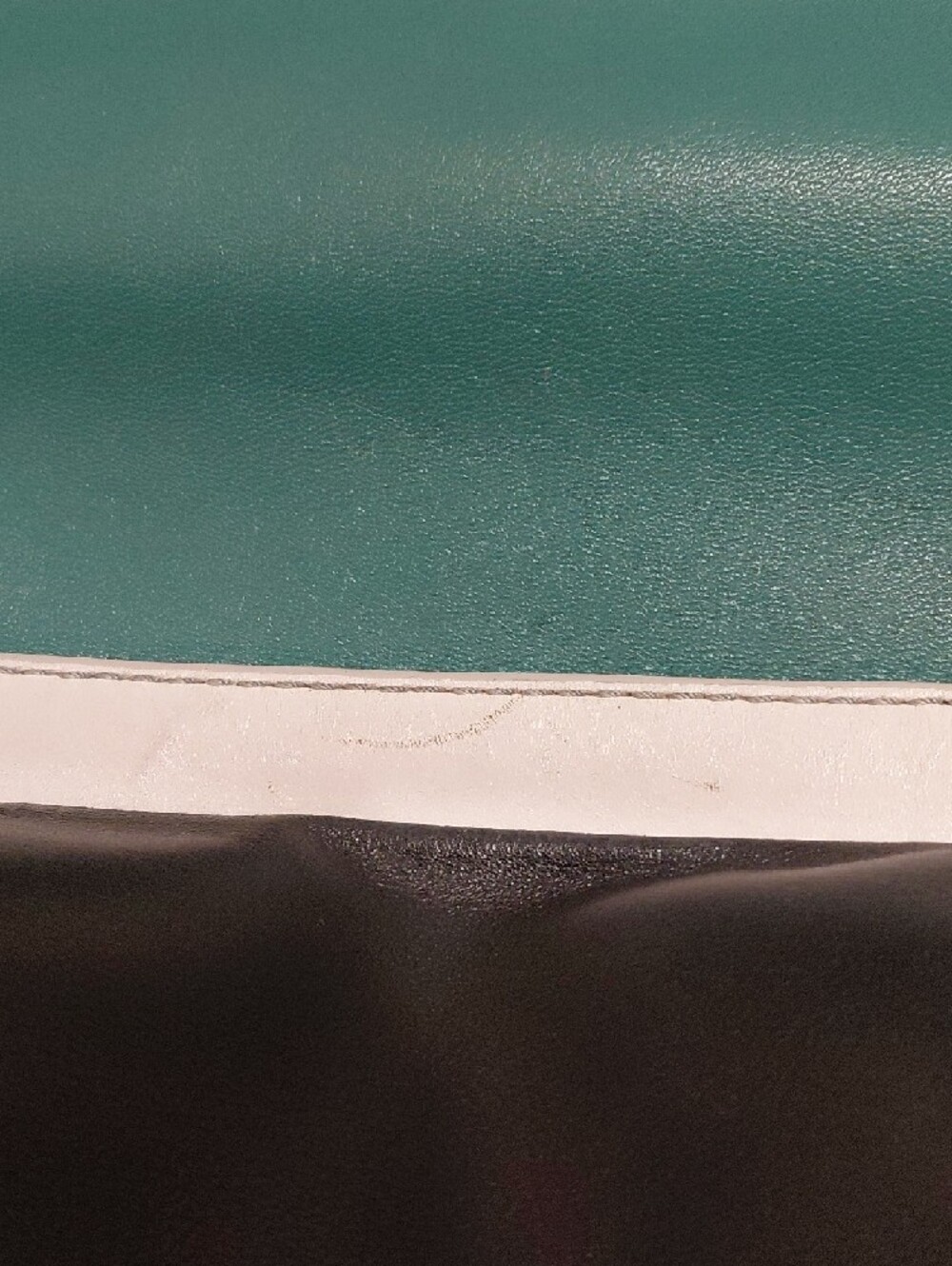 Bally Teal, Black and White Colorblock Leather Tote - Picture 12 of 16